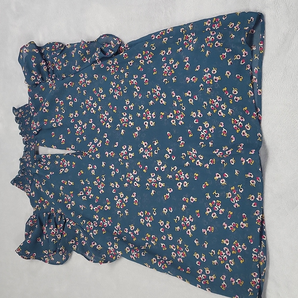 NWOT Teal Green Ruffle-Sleeve Top